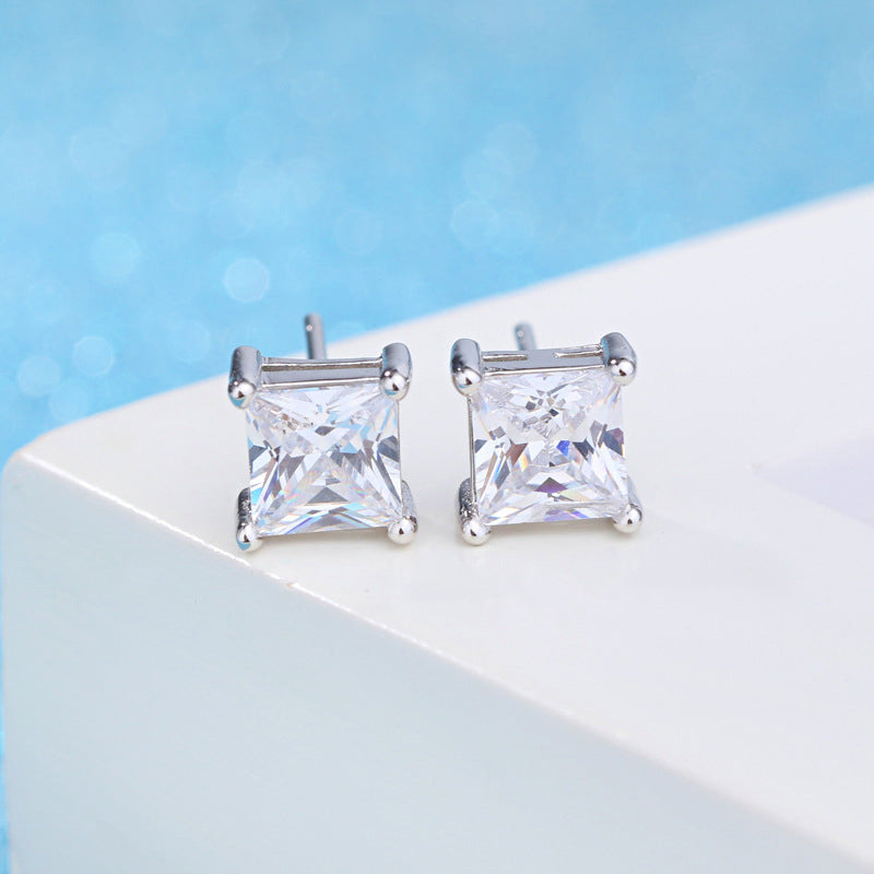 Princess Stud Earrings, silver