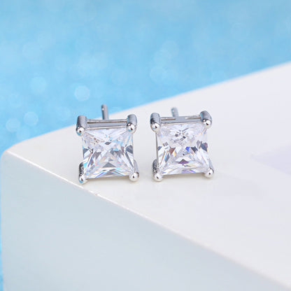 Princess Stud Earrings, silver