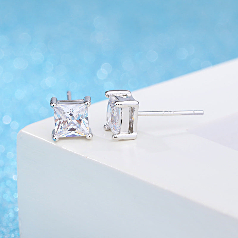 Princess Stud Earrings, silver