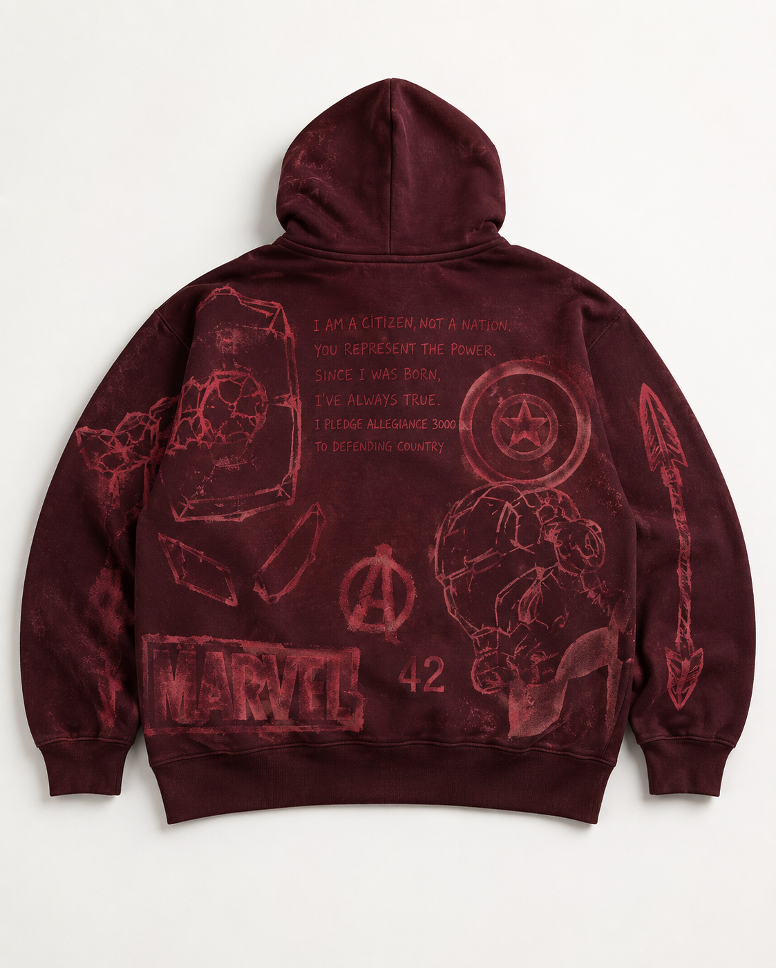 Bleached Marvel Hoodie Black