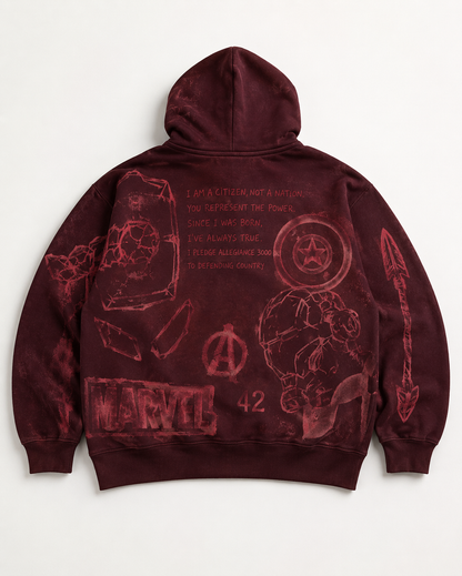 Bleached Marvel Hoodie Black