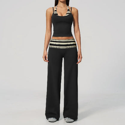 Chic Polka Dot & Striped Yoga Set