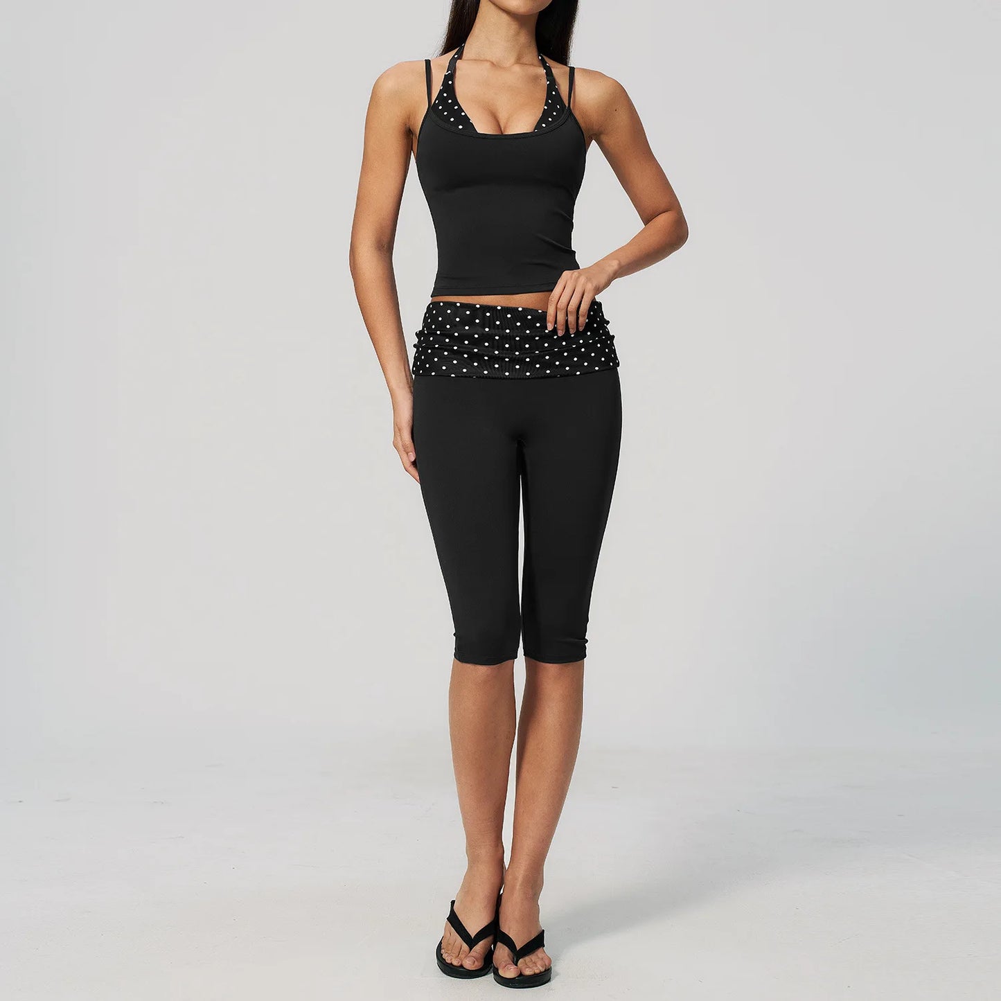 Chic Polka Dot & Striped Yoga Set