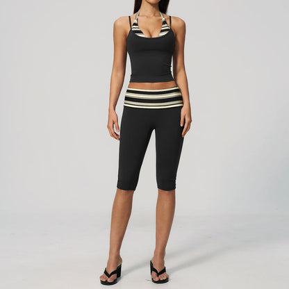 Chic Polka Dot & Striped Yoga Set