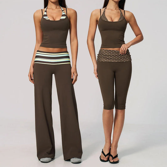 Chic Polka Dot & Striped Yoga Set