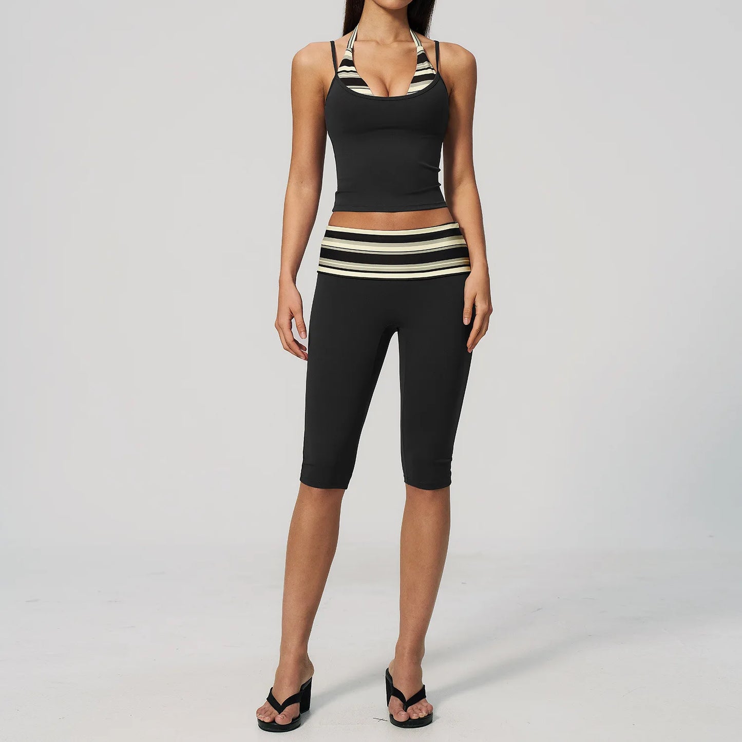Chic Polka Dot & Striped Yoga Set