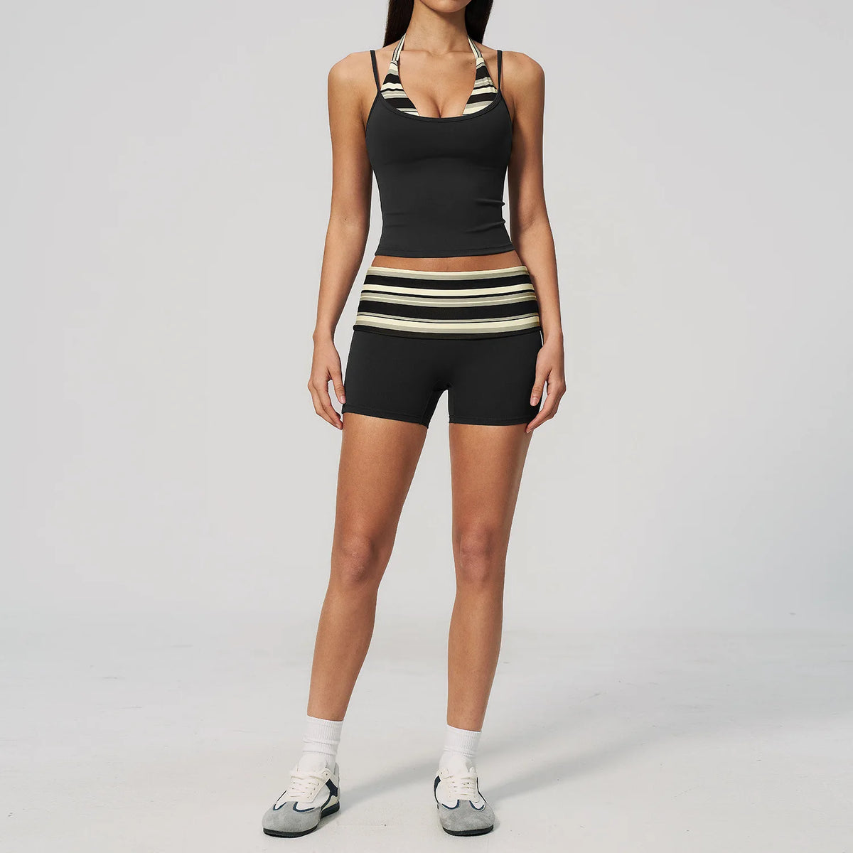 Chic Polka Dot & Striped Yoga Set