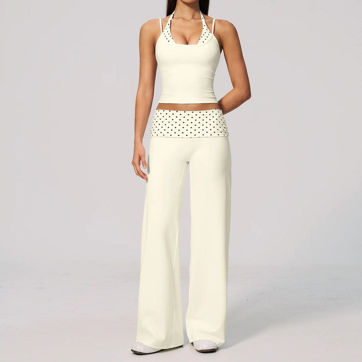 Chic Polka Dot & Striped Yoga Set