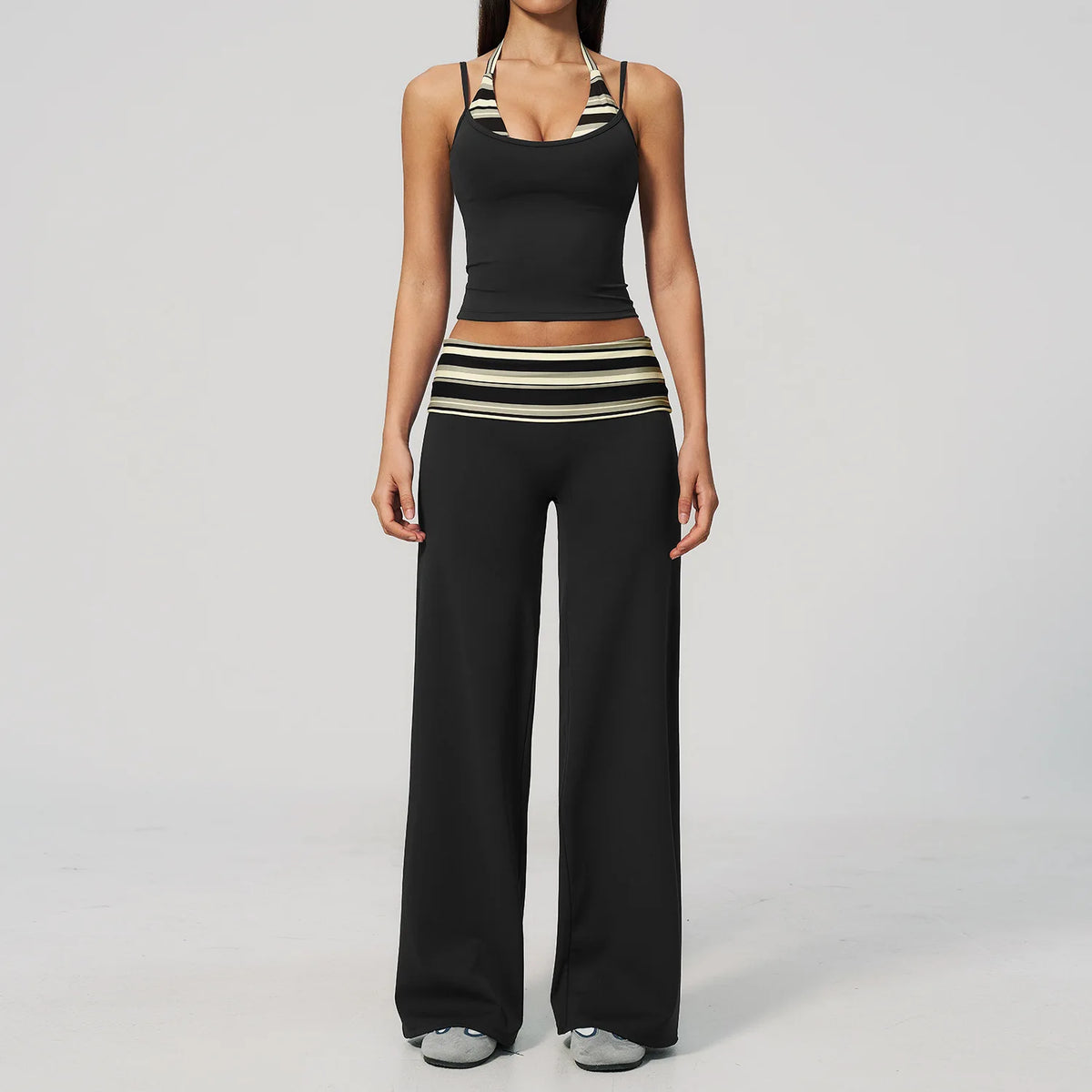 Chic Polka Dot & Striped Yoga Set