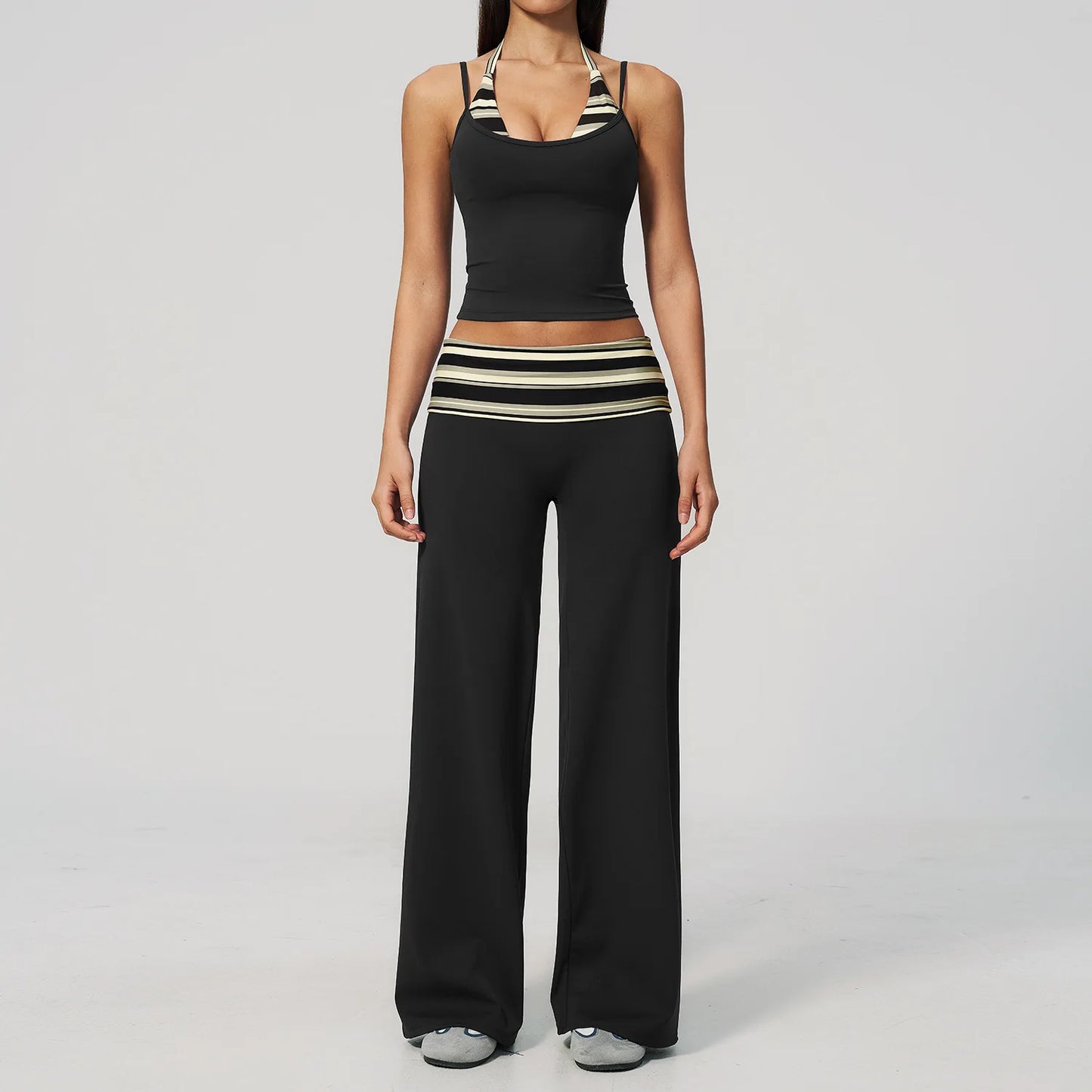 Chic Polka Dot & Striped Yoga Set