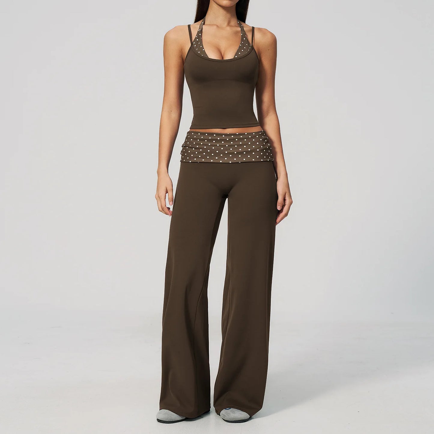 Chic Polka Dot & Striped Yoga Set