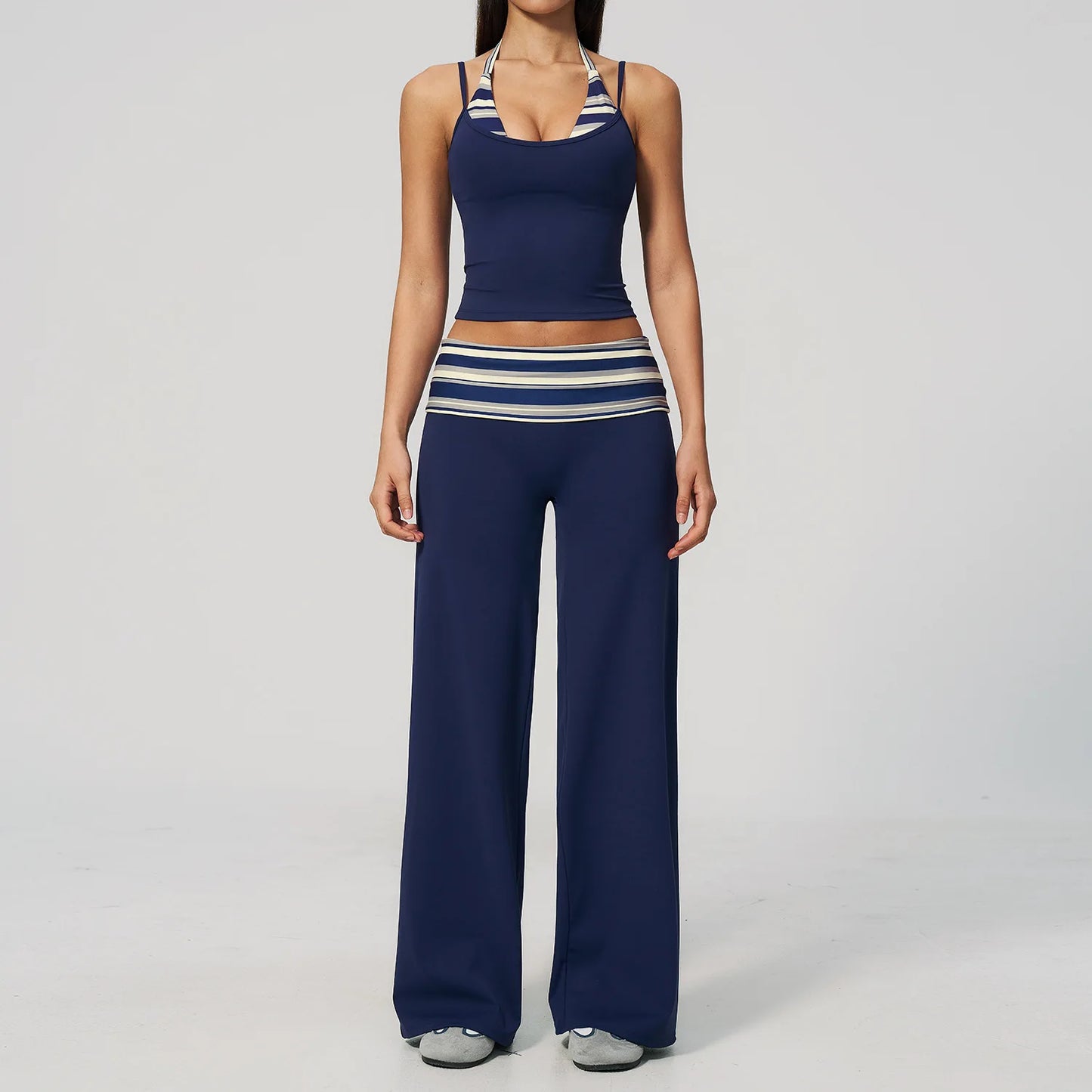 Chic Polka Dot & Striped Yoga Set