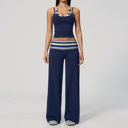 Chic Polka Dot & Striped Yoga Set