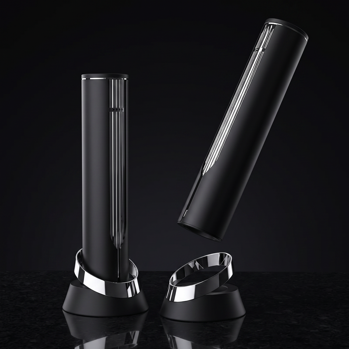 The Column lifted clear of its charging cradle, showing the body and the base separately