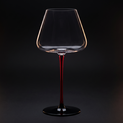 Burgundy glass on the scarlet stem, black ground