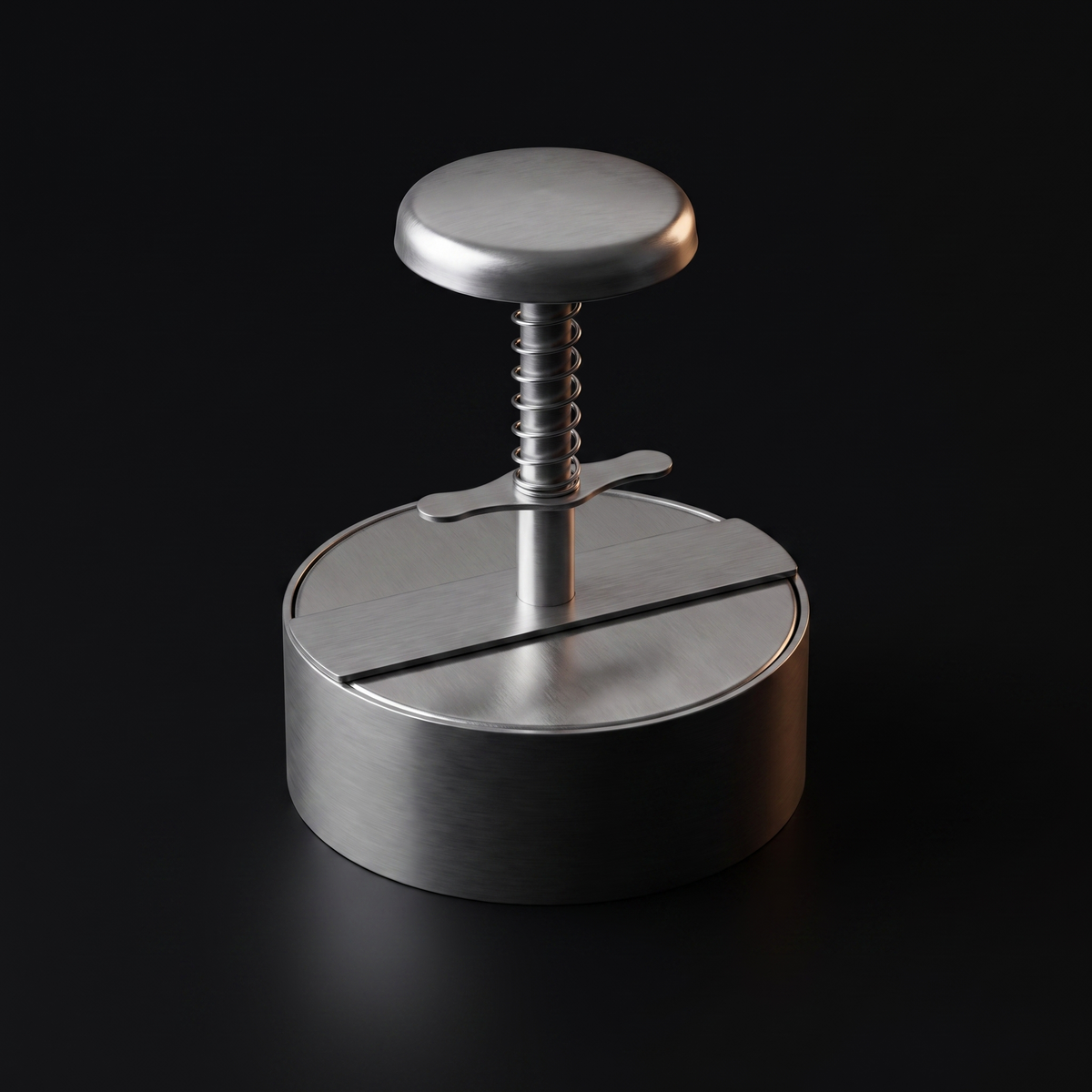 The Piston Burger Press seen from a raised three-quarter angle